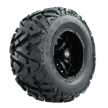 JakesLiftKits.com; GTW Storm Trooper Black 10 in Wheels with 20x10-10 Barrage Mud Tires - Set of 4