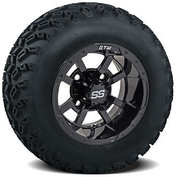 JakesLiftKits.com; GTW Storm Trooper Black 10 in Wheels with 22x11-10 Sahara Classic All-Terrain Tires - Set of 4